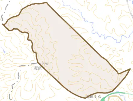 柳沢とその周辺の地図。町の範囲を重ねている