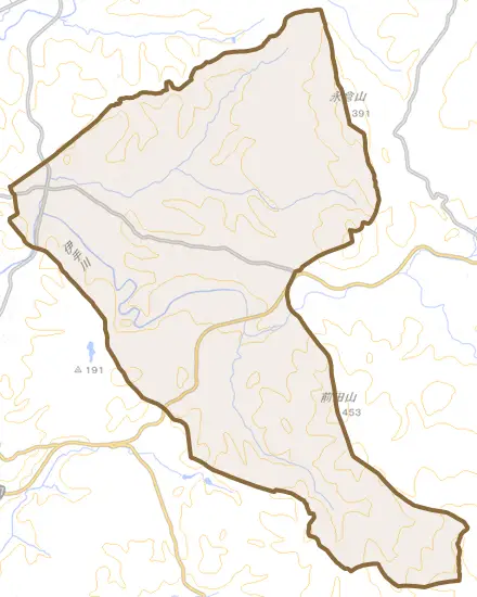 江刺藤里とその周辺の地図。町の範囲を重ねている