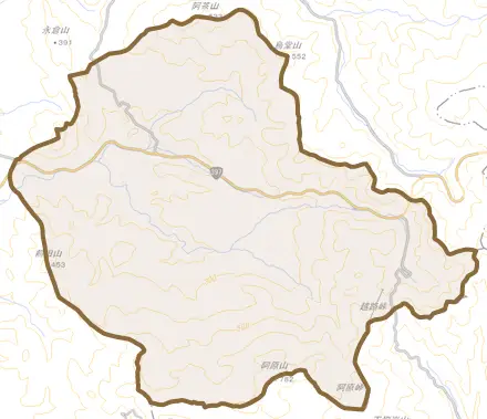 江刺伊手とその周辺の地図。町の範囲を重ねている
