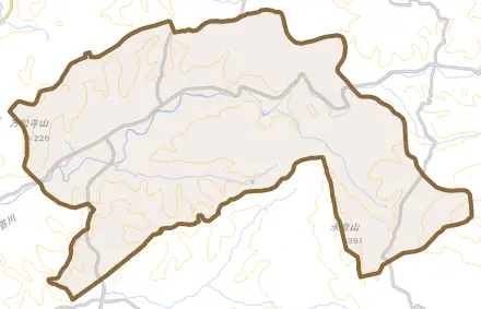 江刺玉里とその周辺の地図。町の範囲を重ねている