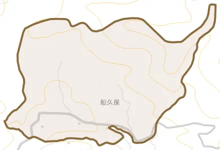 船久保とその周辺の地図。町の範囲を重ねている