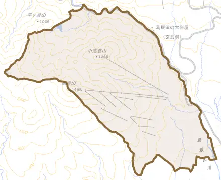 西根上篠崎とその周辺の地図。町の範囲を重ねている