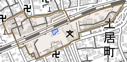瓦町とその周辺の地図。町の範囲を重ねている