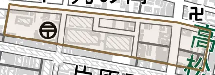 内町とその周辺の地図。町の範囲を重ねている