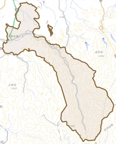 鶴川内とその周辺の地図。町の範囲を重ねている