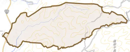 吹上町和田とその周辺の地図。町の範囲を重ねている