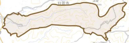 吹上町湯之浦とその周辺の地図。町の範囲を重ねている
