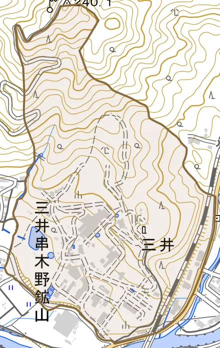 三井とその周辺の地図。町の範囲を重ねている