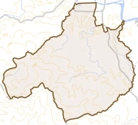 菱刈南浦とその周辺の地図。町の範囲を重ねている