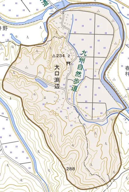 大口渕辺とその周辺の地図。町の範囲を重ねている