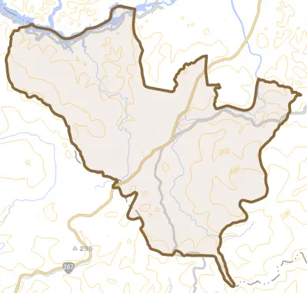 大口針持とその周辺の地図。町の範囲を重ねている