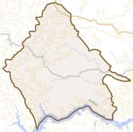 大口田代とその周辺の地図。町の範囲を重ねている