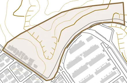 常盤町とその周辺の地図。町の範囲を重ねている