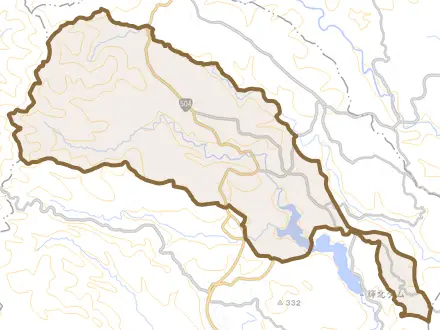 輝北町市成とその周辺の地図。町の範囲を重ねている