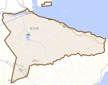 波見とその周辺の地図。町の範囲を重ねている