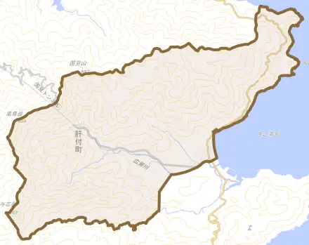 北方とその周辺の地図。町の範囲を重ねている