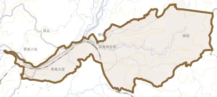 霧島大窪とその周辺の地図。町の範囲を重ねている