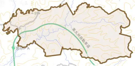 国分川原とその周辺の地図。町の範囲を重ねている