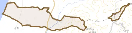 金峰町大野とその周辺の地図。町の範囲を重ねている