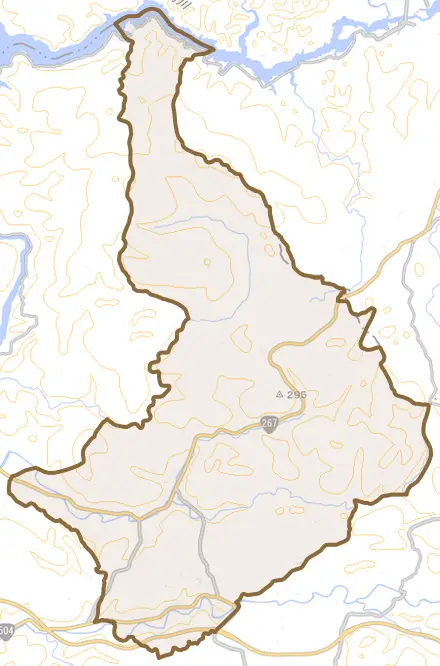 求名とその周辺の地図。町の範囲を重ねている
