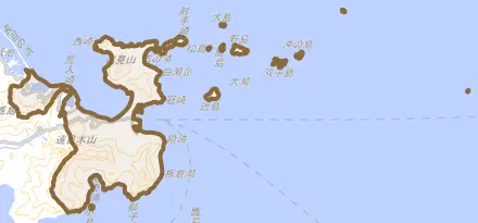 里町里とその周辺の地図。町の範囲を重ねている