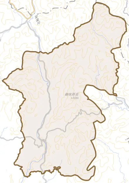 志布志町田之浦とその周辺の地図。町の範囲を重ねている