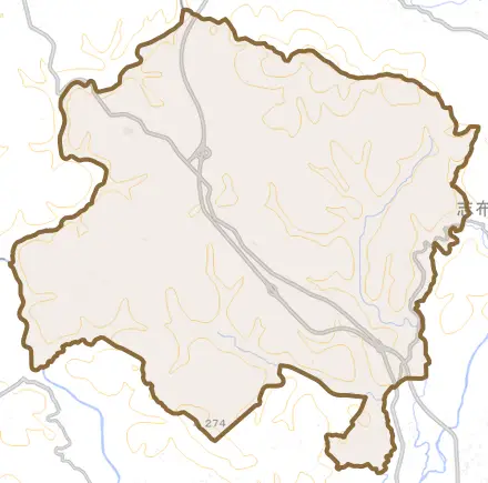 有明町伊﨑田とその周辺の地図。町の範囲を重ねている
