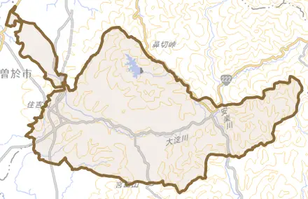 末吉町南之郷とその周辺の地図。町の範囲を重ねている
