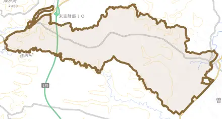 末吉町諏訪方とその周辺の地図。町の範囲を重ねている