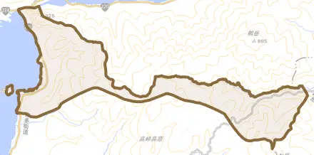 海潟とその周辺の地図。町の範囲を重ねている