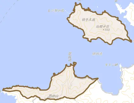 大字屋鈍とその周辺の地図。町の範囲を重ねている