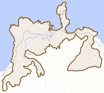 一湊とその周辺の地図。町の範囲を重ねている