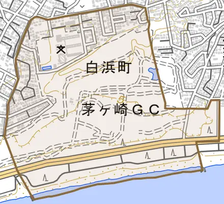 白浜町とその周辺の地図。町の範囲を重ねている
