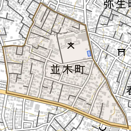 並木町とその周辺の地図。町の範囲を重ねている