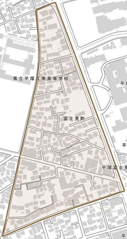 富士見町とその周辺の地図。町の範囲を重ねている