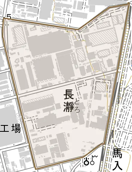 長瀞とその周辺の地図。町の範囲を重ねている