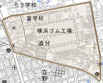 追分とその周辺の地図。町の範囲を重ねている