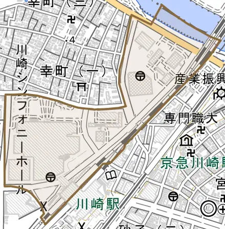 堀川町とその周辺の地図。町の範囲を重ねている