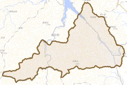 煤ヶ谷とその周辺の地図。町の範囲を重ねている