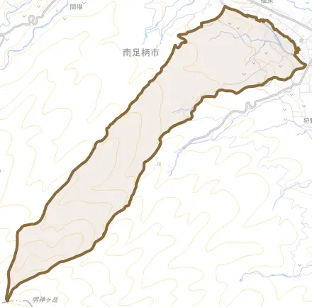 広町とその周辺の地図。町の範囲を重ねている