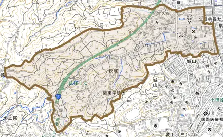 荻窪とその周辺の地図。町の範囲を重ねている