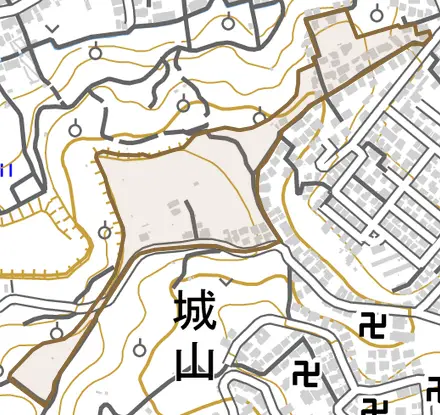 谷津とその周辺の地図。町の範囲を重ねている