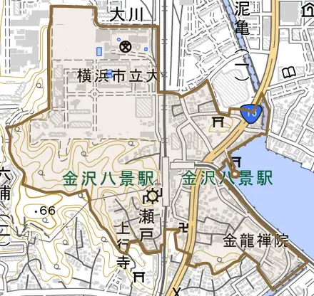 瀬戸とその周辺の地図。町の範囲を重ねている