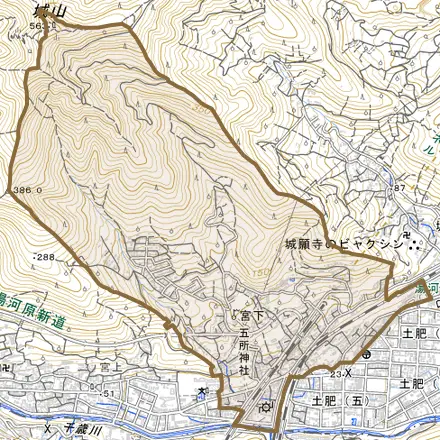宮下とその周辺の地図。町の範囲を重ねている