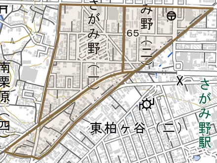 さがみ野とその周辺の地図。町の範囲を重ねている