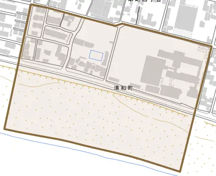 清和町とその周辺の地図。町の範囲を重ねている