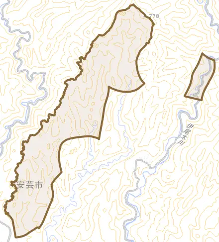 大井とその周辺の地図。町の範囲を重ねている