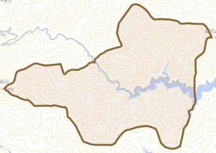 越裏門とその周辺の地図。町の範囲を重ねている