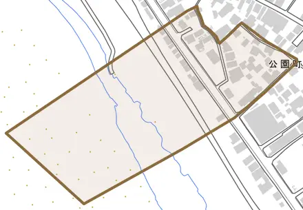 公園町とその周辺の地図。町の範囲を重ねている