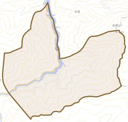 戸中とその周辺の地図。町の範囲を重ねている